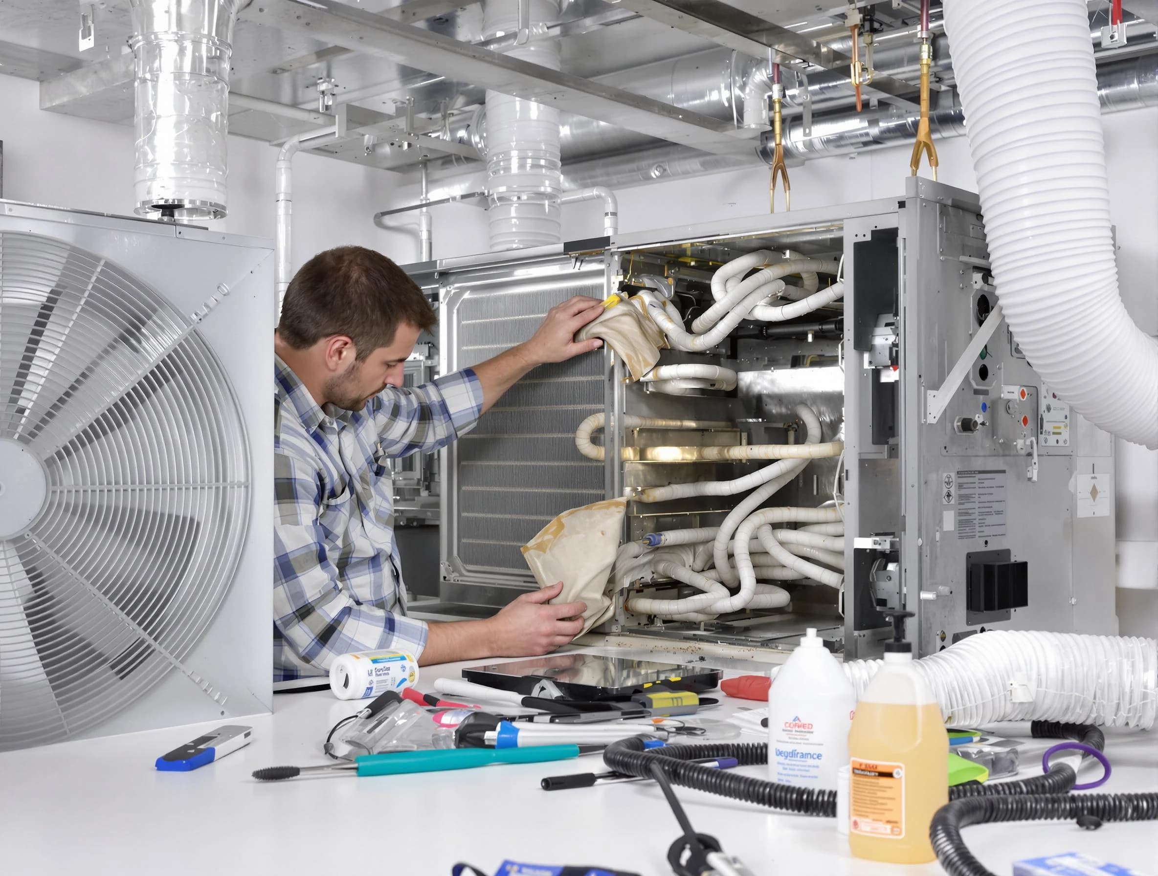 Marlborough Air Duct Cleaning specialist performing precision AC coil cleaning in Marlborough