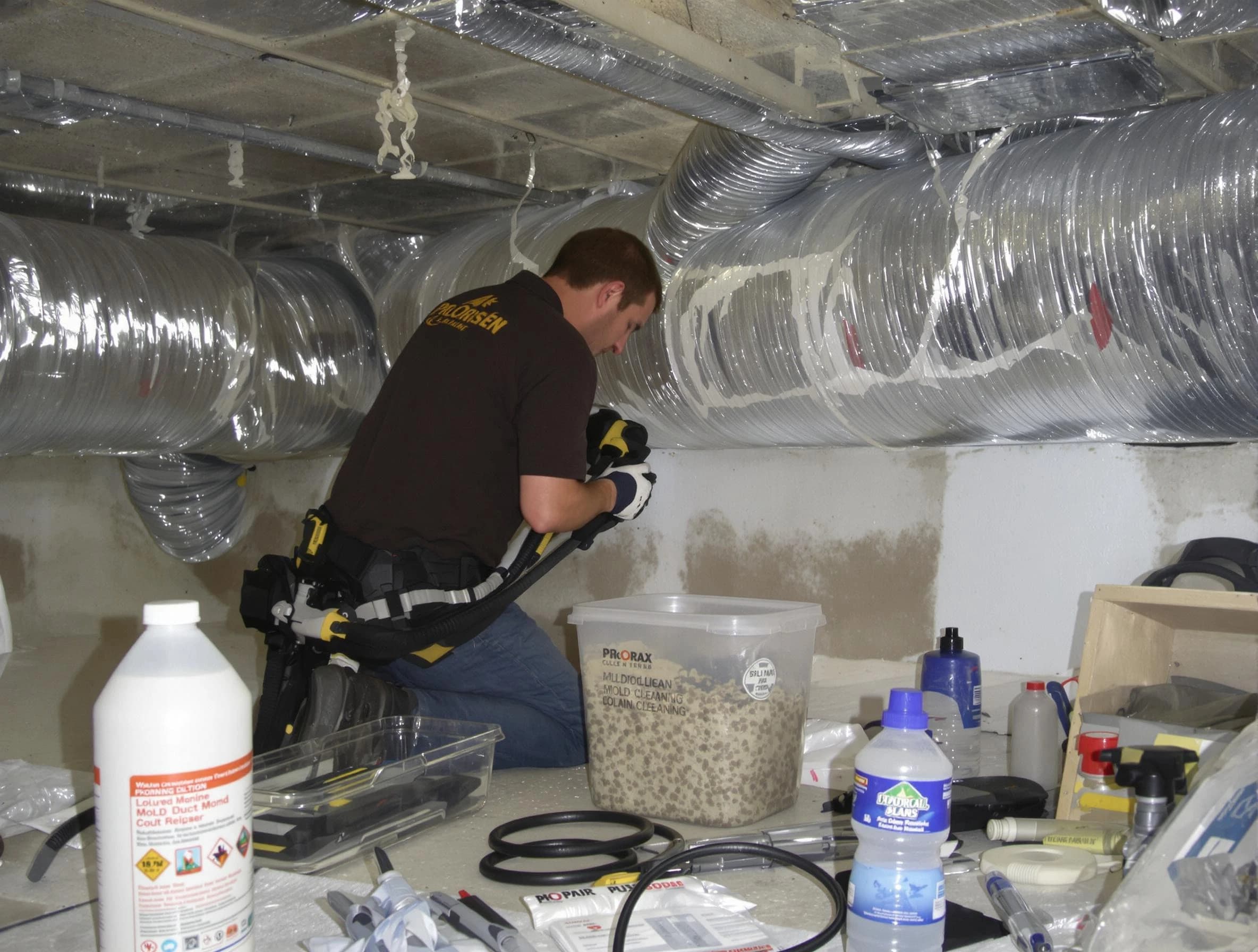 Marlborough Air Duct Cleaning specialist performing professional mold removal from air ducts in Marlborough