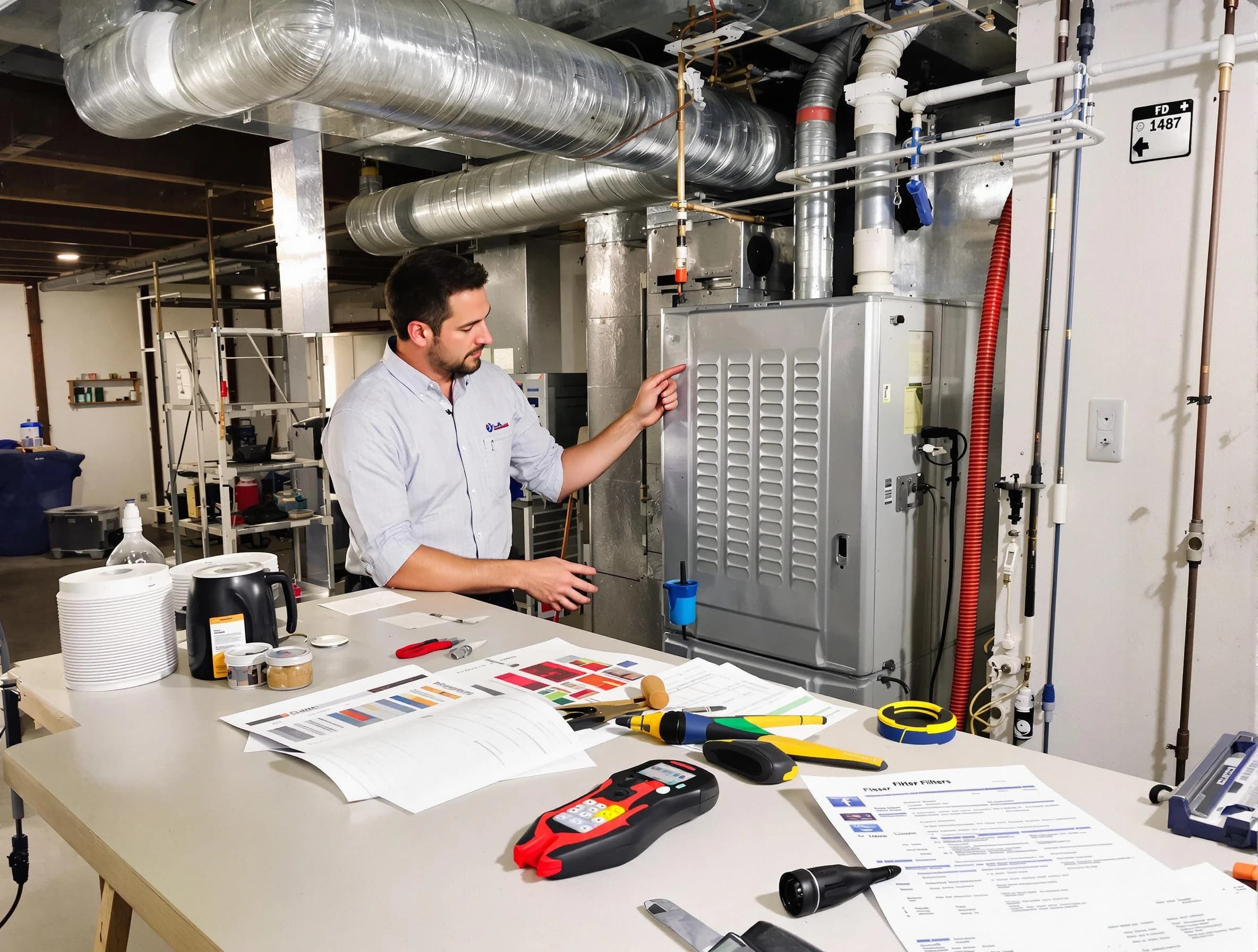 Marlborough Air Duct Cleaning inspector conducting detailed filter system evaluation using professional diagnostic tools in Marlborough